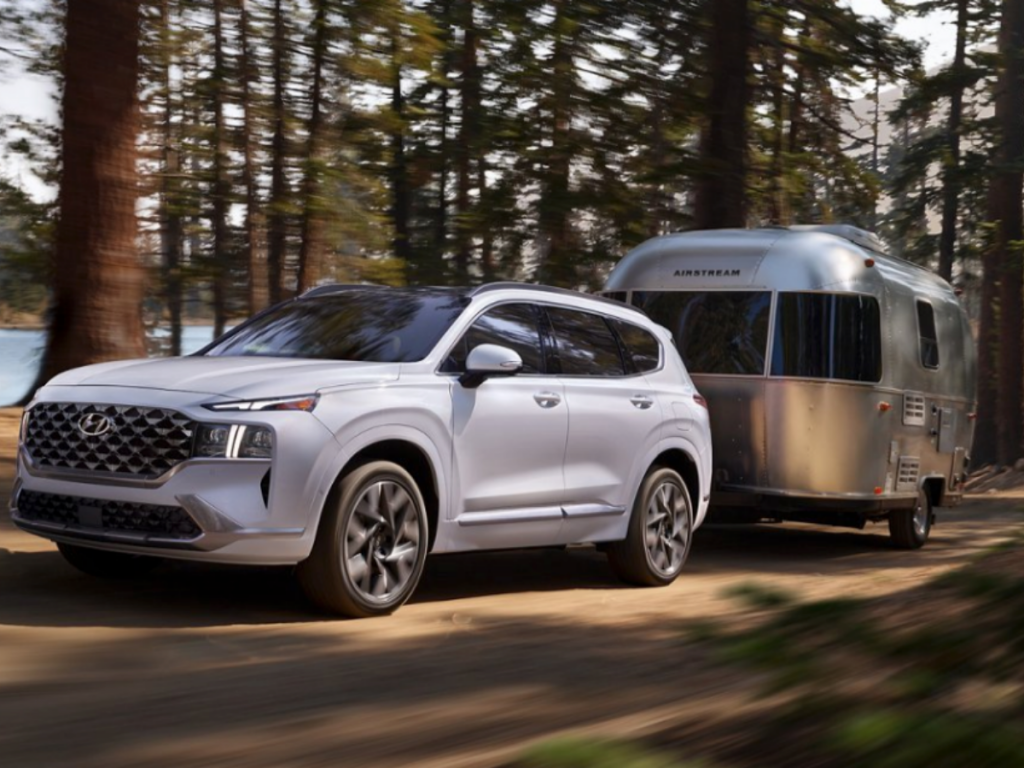 2022 Hyundai Santa Fe towing a camper