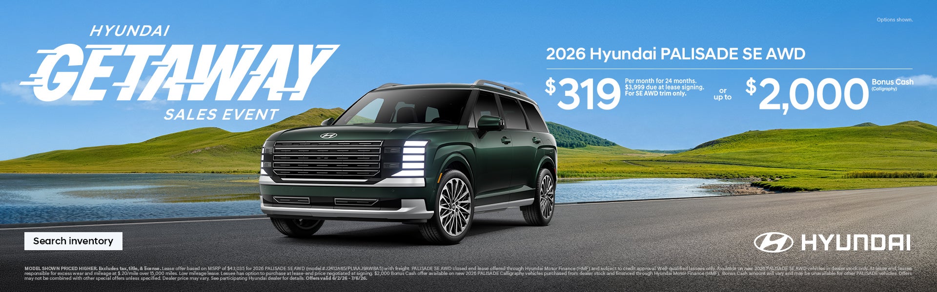 2026 Hyundai Palisade Lease or Bonus Cash Offer