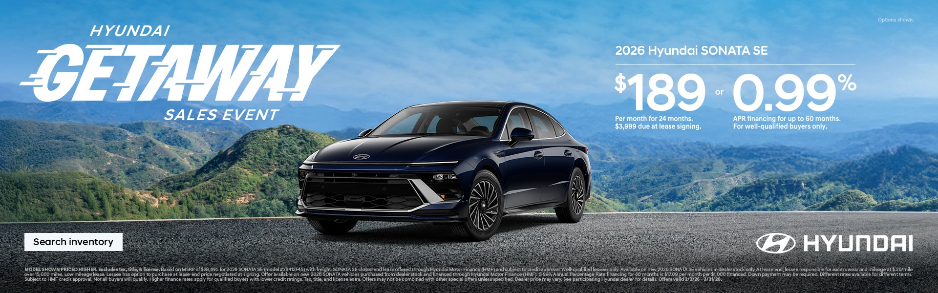 2026 Hyundai Sonata SE APR or Lease Offer