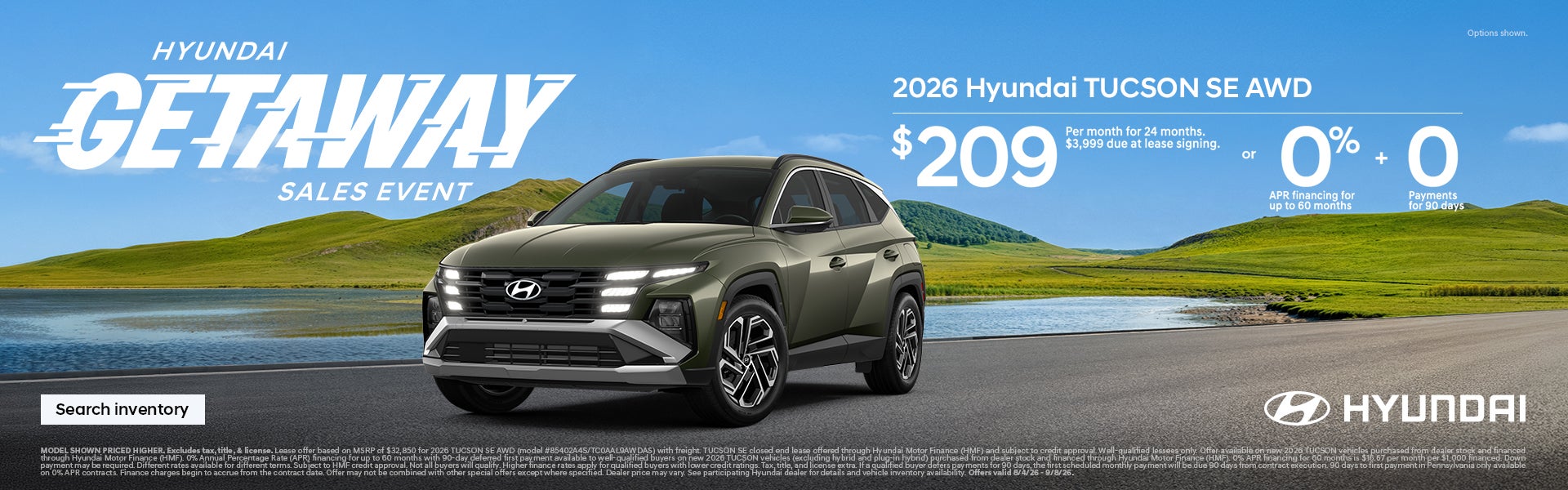 Tucson $209/24/$3,999 Lease or 0% APR for 60 mos. + 0 Payments for 90 Days